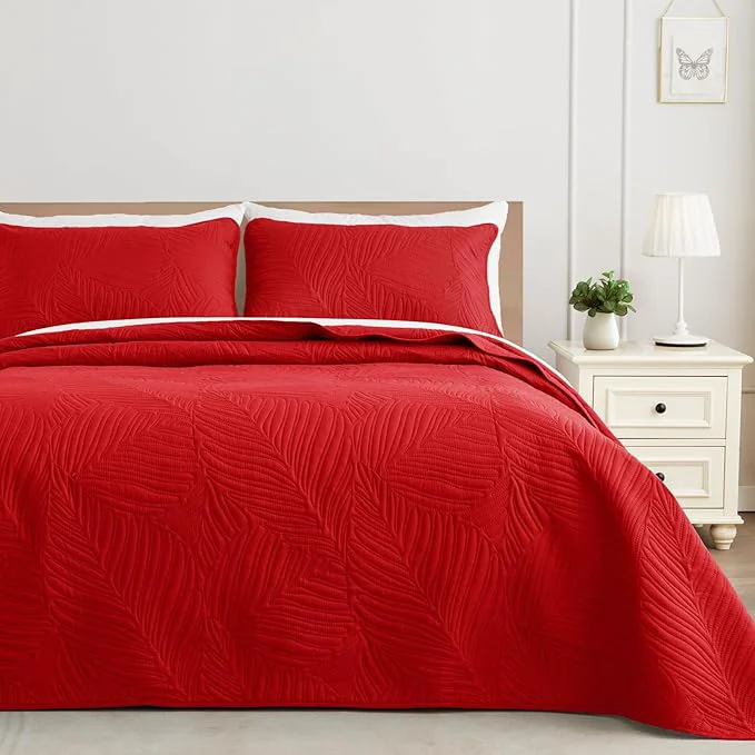 Pure Exclusivo Mezcla King Size Quilt Bedding Set Lightweight Red Quilts King Size Sophisticated
