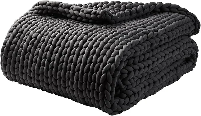 Detailed YnM Weighted Blanket Handmade Chunky Yarn Knitted Design Soft and Cozy Pure