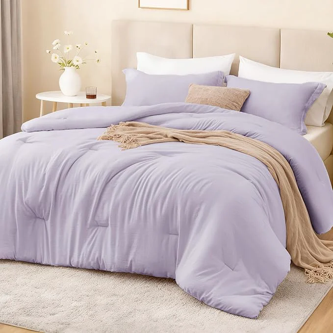 Classic Love's cabin Lavender Twin Twin XL Comforter Set 2-Piece Prewashed Bed Set Relaxed