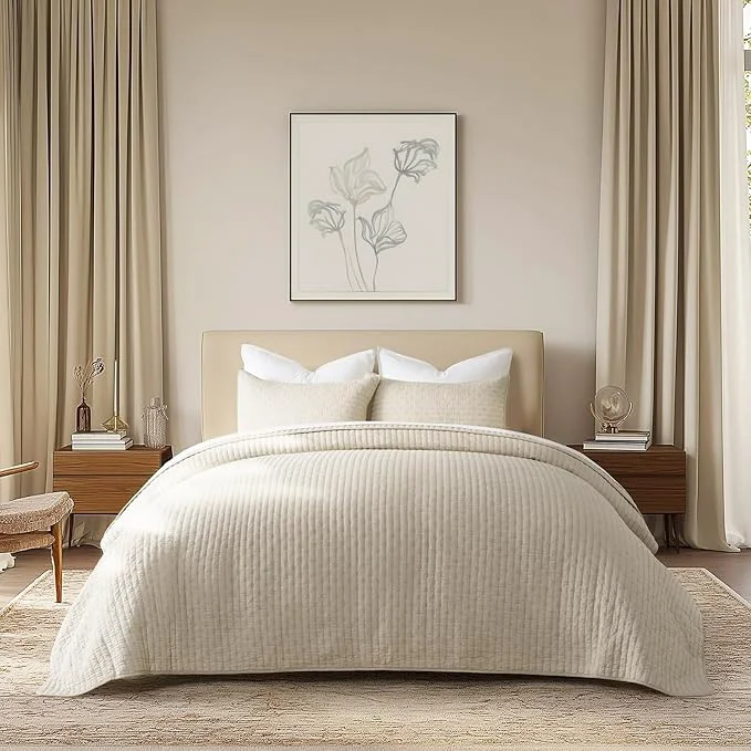 Eco-Friendly EVERGRACE Cross Stitch Pre-Washed Cotton Quilt Bedding Set King Size Oversized Reliable