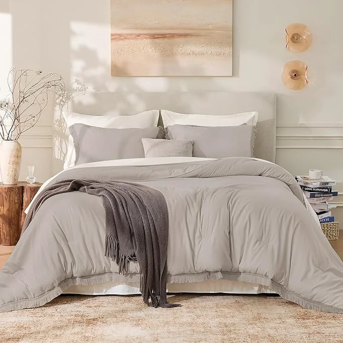 Eco-Friendly Andency California King Comforter Set Heather Grey Environmentally Friendly
