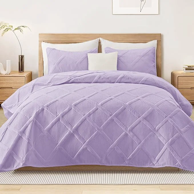 Unique Exclusivo Mezcla King Quilt Set- Lilac Quilts Bedding Set Effective