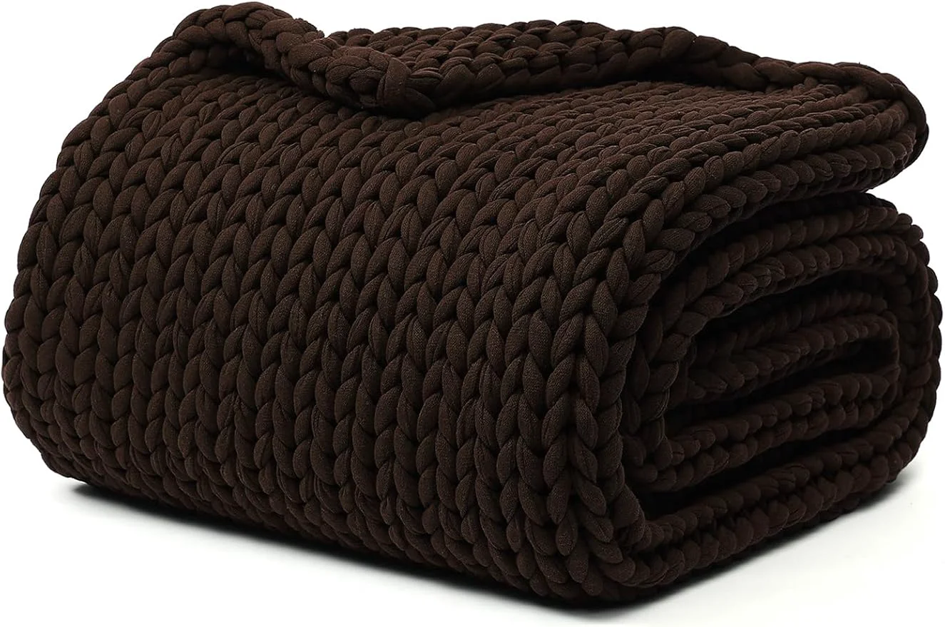 Sophisticated YnM Cotton Weighted Blanket Handmade Chunky Knitted Design Soft and Cozy Proven