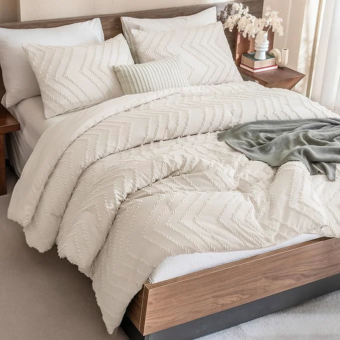 Comfortable Andency Oversized Queen Comforter Set 3 Pieces Aesthetic Chevron Farmhouse Breathable