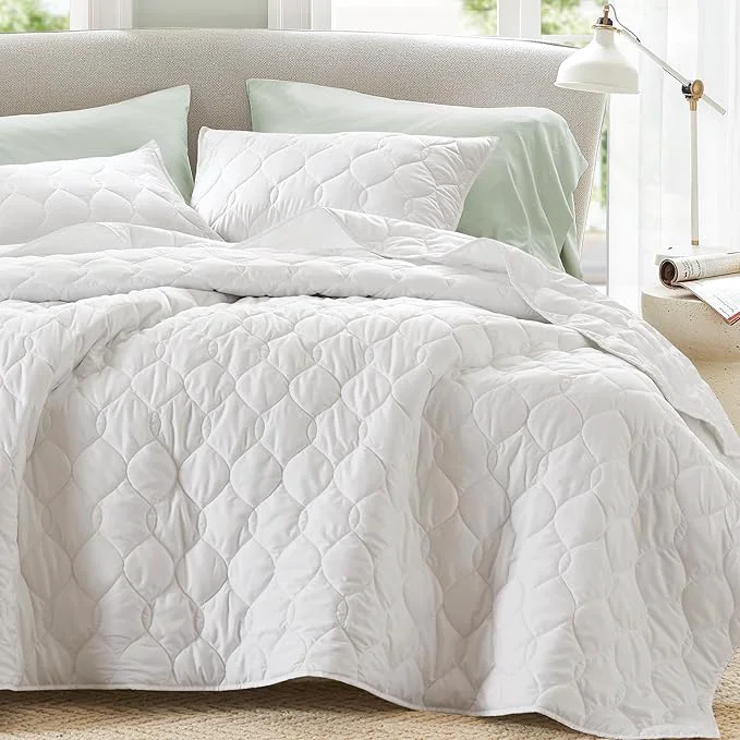 Stylish Comfort Spaces Queen Quilt Set Modern Reversible Ogee Coverlet Queen Bedding Powerful