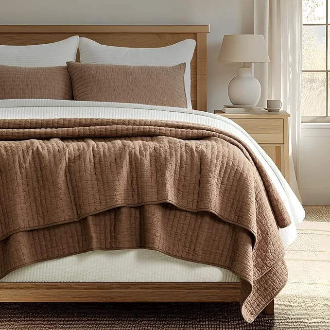 Eco-Friendly EVERGRACE Cross Stitch Pre-Washed Cotton Quilt Bedding Set King Size Oversized Recyclable