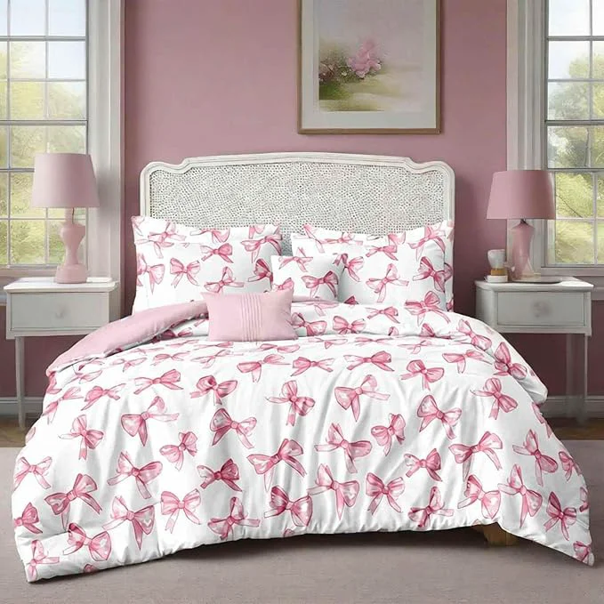 Comfortable Nanko Queen Size Comforter Set Modern Romantic Bedroom Decor Bedding Sets in a Trendy