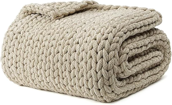 Next-Generation YnM Chenille Weighted Blanket Handmade Chunky Knitted Design Soft and Cozy Pure