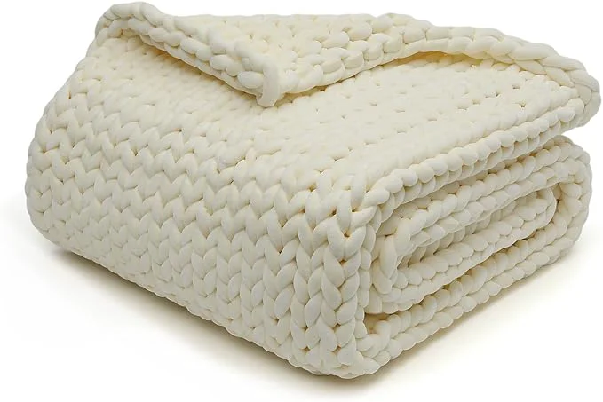 Artisan YnM Velvet Weighted Blanket Handmade Chunky Knitted Design Soft and Cozy Crafted