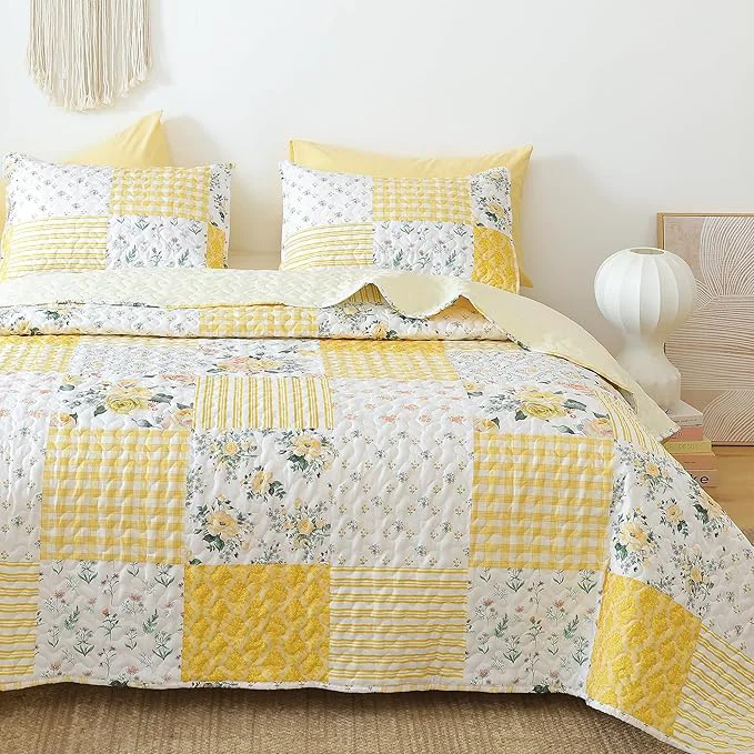 Original Design YIKUSH Quilt Sets Twin Size Floral Quilt Set 2 Pieces Bedding Set Bedspreads Environmentally Friendly