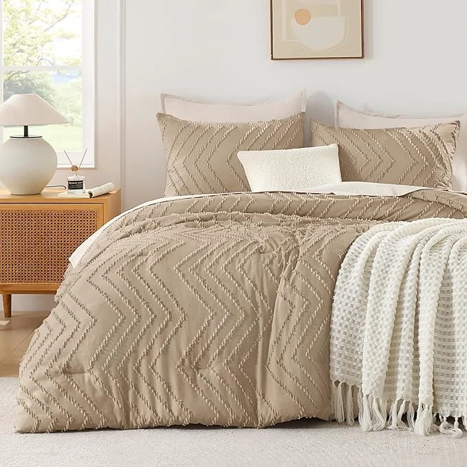 Fine Andency Taupe Comforter Set King Size Boho Soft Warm Tufted Bedding Comforter High-Quality