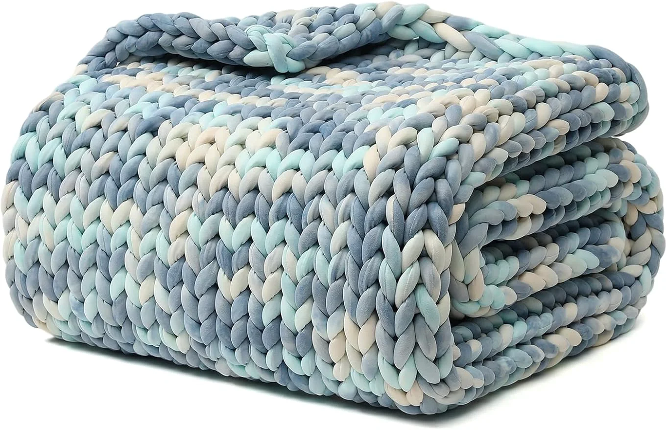 Environmentally Friendly YnM Weighted Blanket Handmade Chunky Knitted Design Soft and Cozy Reusable