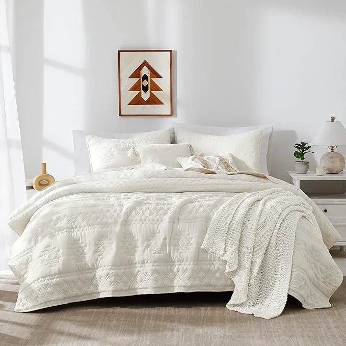 Trusted WDCOZY Boho Ivory Oversized California Cal King Size Quilt Bedding Sets High-Performance