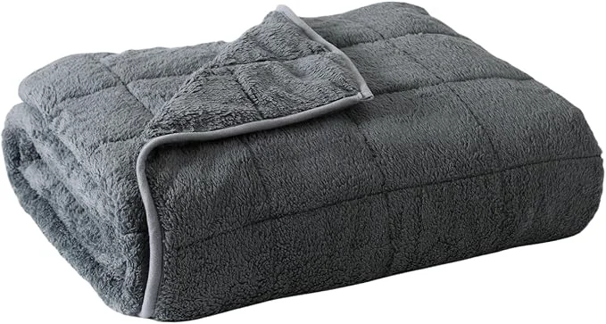 Refined Sherpa Weighted Blanket for Adults 15 lbs Furry Bed Blanket for Deep Sleep Quality