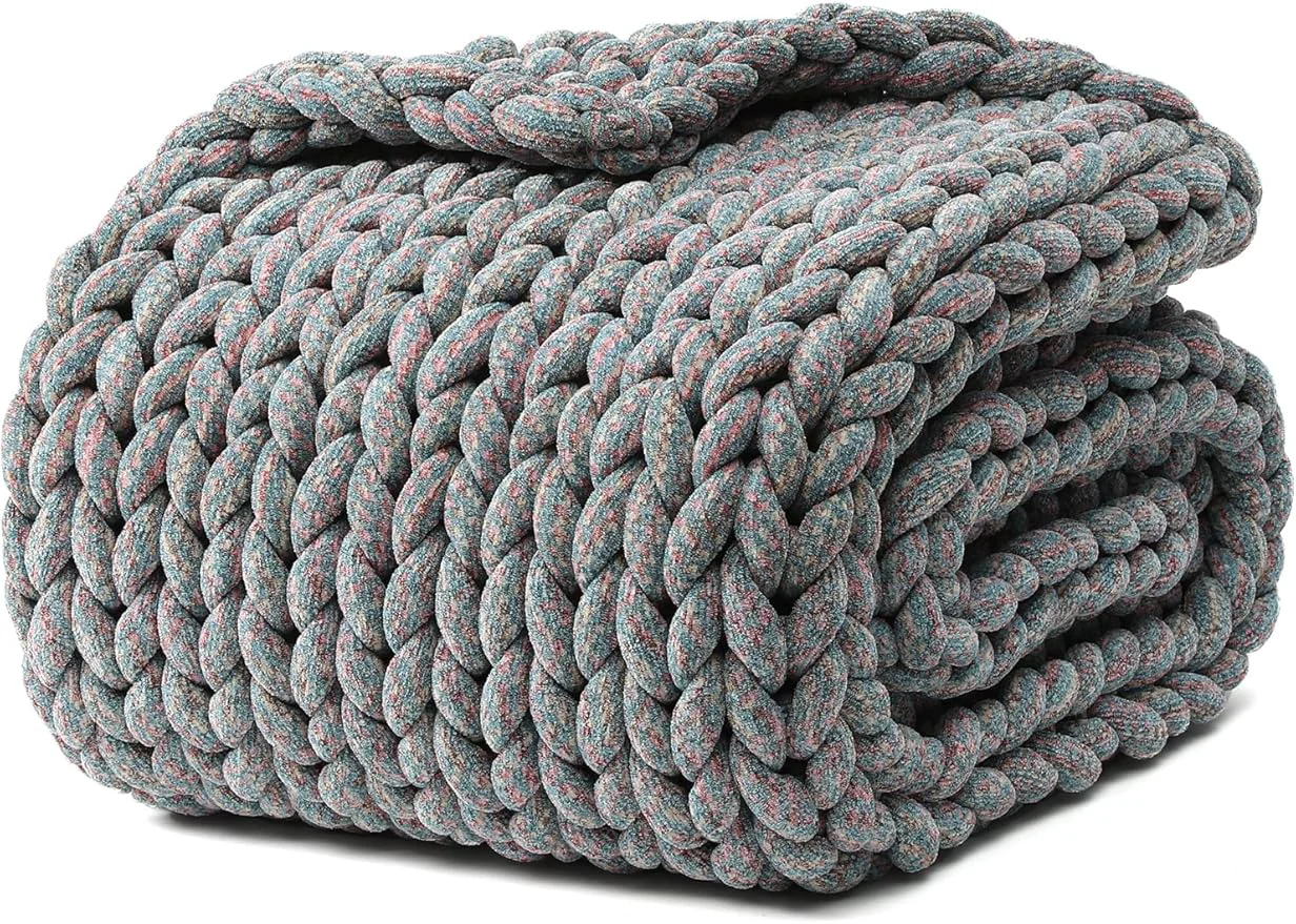 Sophisticated YnM Chenille Weighted Blanket Handmade Chunky Knitted Design Soft and Cozy High-Performance