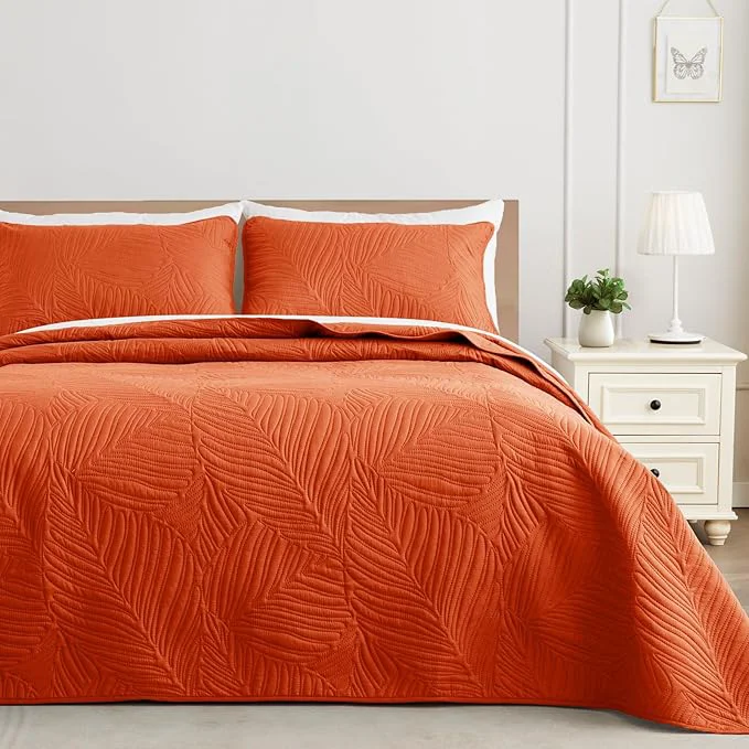 Traditional Exclusivo Mezcla King Size Quilt Bedding Set Lightweight Burnt Orange Quilts Quality