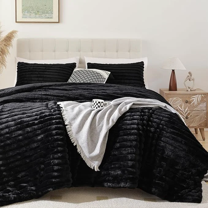 Detailed Smoofy Fluffy Full Size Comforter Sets 3 Pieces Eco-Friendly