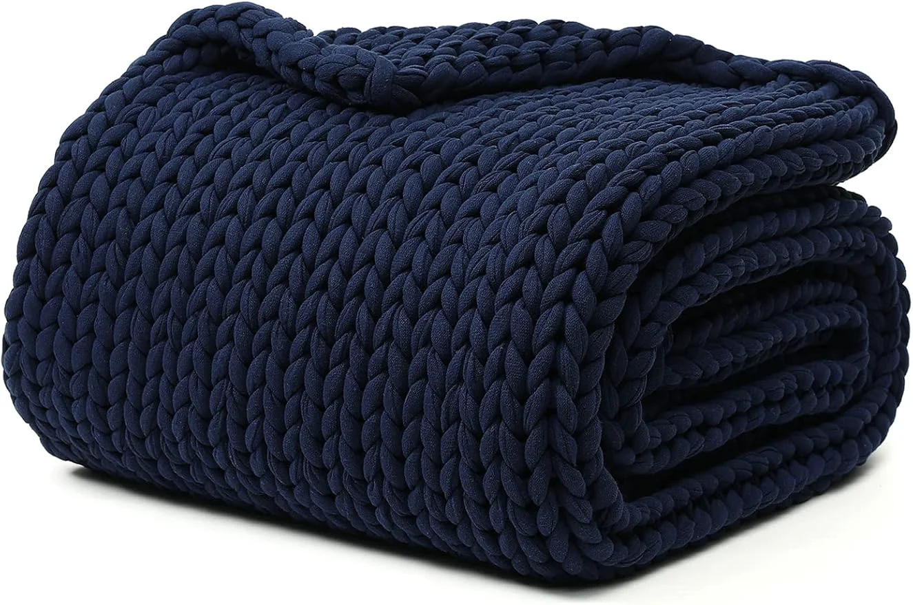Lightweight YnM Cotton Weighted Blanket Handmade Chunky Knitted Throw No fillers Proven