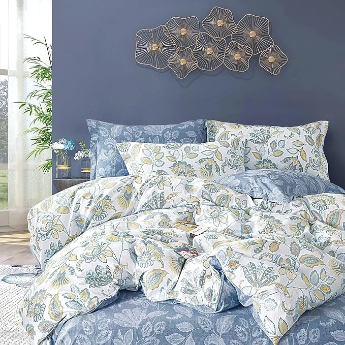 Classic LEMIROE Vintage Botanical Cotton Comforter King Size 3PC Reusable