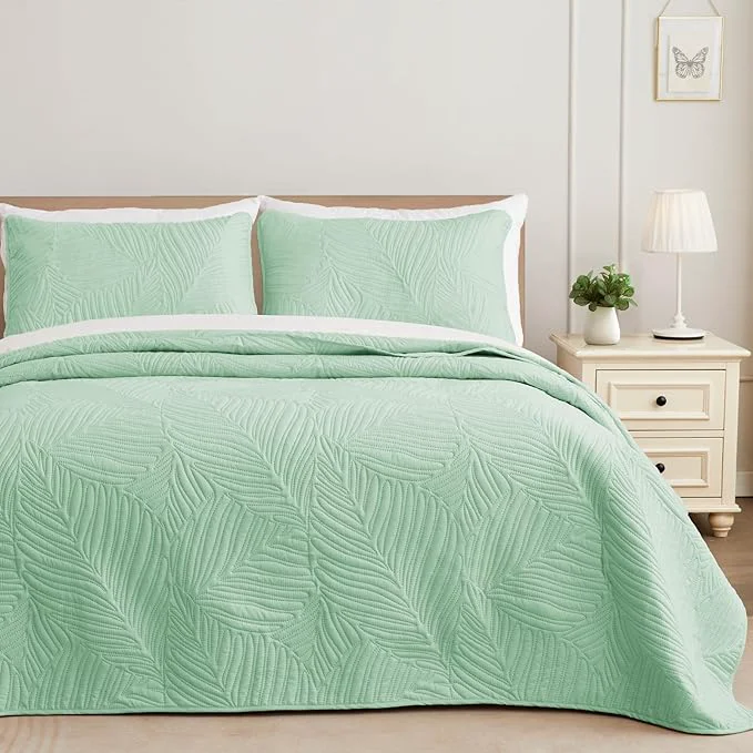 Versatile Exclusivo Mezcla Queen Quilt Bedding Set Lightweight Sage Green Quilts Queen Smooth