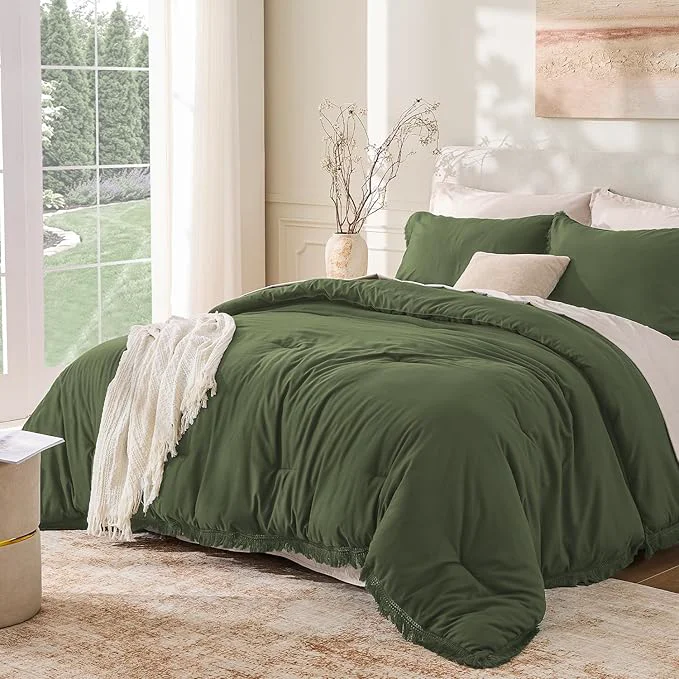 Original Design Andency Comforter Oversized King Olive Green 120x98 3 Pieces Boho Winter Trusted