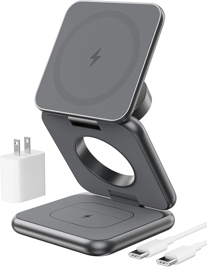 Contemporary Foldable Magnetic Wireless Charger KU XIU X40 Aluminum Alloy 3 in 1 Charging Casual