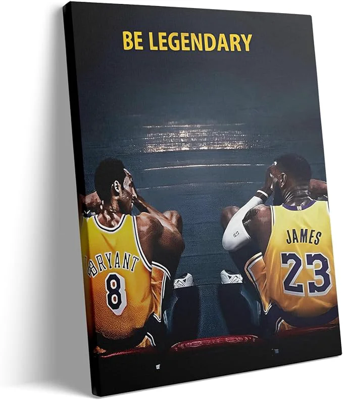 Green Kobe Bryant and LeBron James Canvas Wall Art Print Poster Be Legendary Solid
