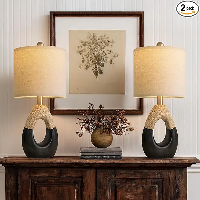 Easy-to-Use OYEARS 19 Table Lamps Set of 2 Bedside Lamps Organic