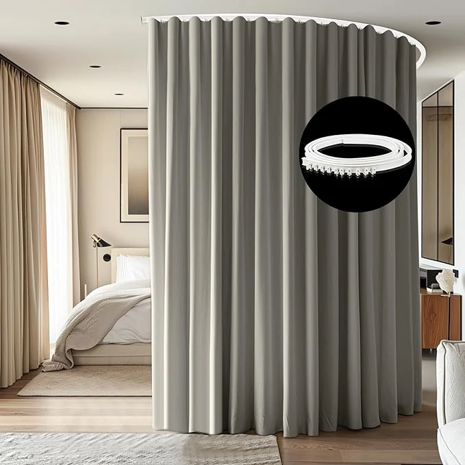 Easy-to-Use Room Divider Ceiling Mounted Curtains Track Sets Extra Wide Blackout Curtain Selected