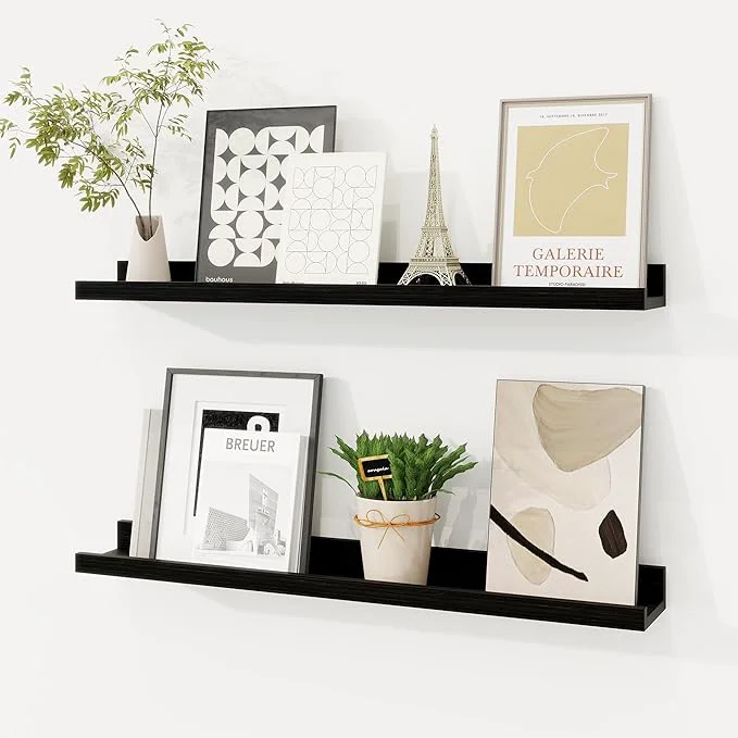 Authentic Picture Ledge Shelf Floating Shelves Set of 2 24 Inches Solid Wood Nursery Stylish