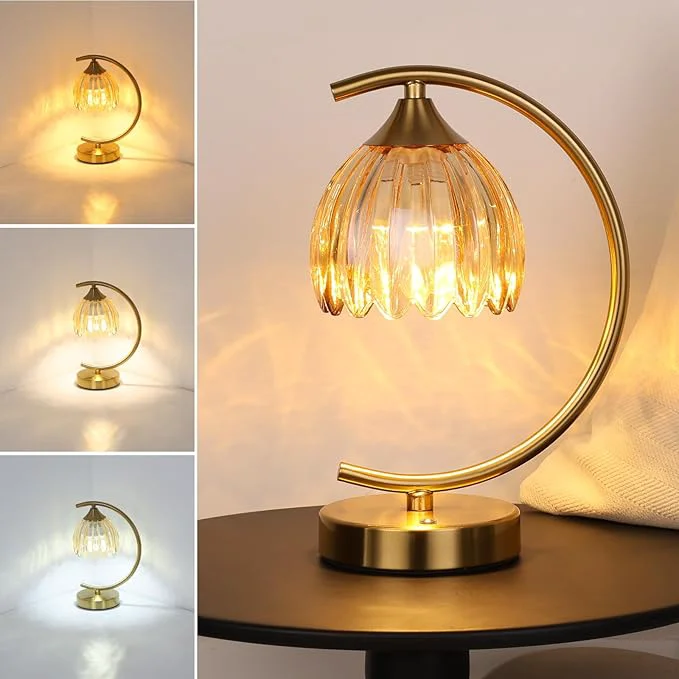 Modern Tulip Table Lamp with 5200mAh Battery Touch Control Cordless Lamp with 3 Refined