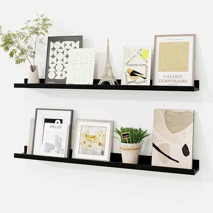 World-Class Picture Ledge Shelf Floating Shelves Set of 2 32 Inches Solid Wood Nursery