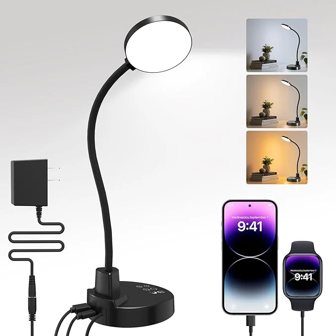 Quality 15W LED Desk Lamp with USB Charging Ports – Dimmable Table Lamp with 3 Color Superior