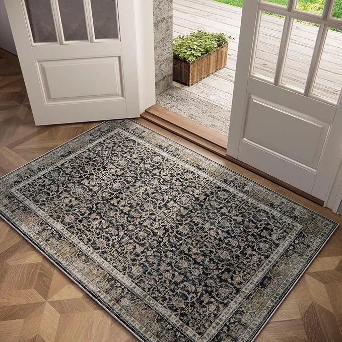 Carefully Designed Washable 2x3 Entryway Rug Boho Non-Slip Door Mat Vintage Distress Small Rugs Pure