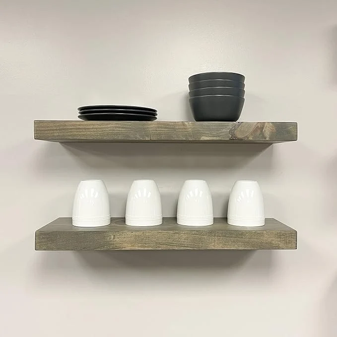 Professional URBANDI Rustic Floating Shelves Hidden Bracket Solid Wood Heavy Duty Crafted