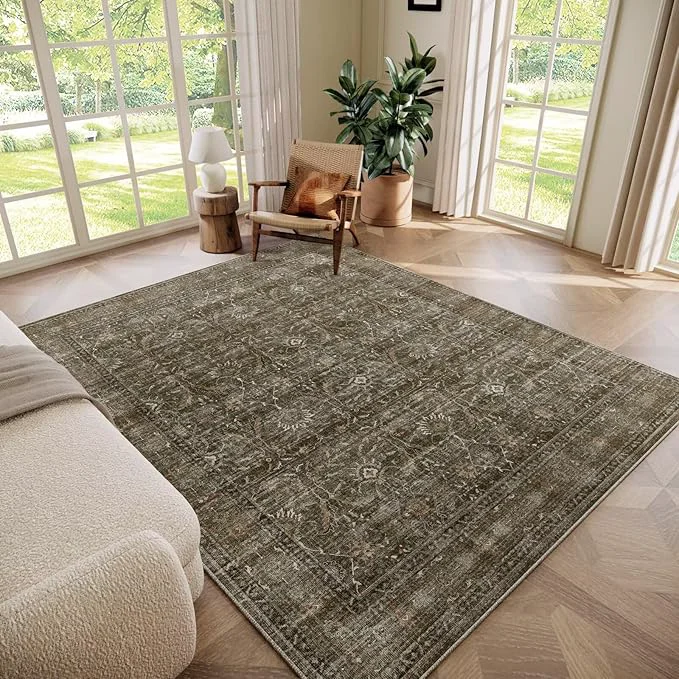 Classic Washable 6x9 Area Rugs for Living Room Boho Non-Slip Vintage Distress Large Smooth