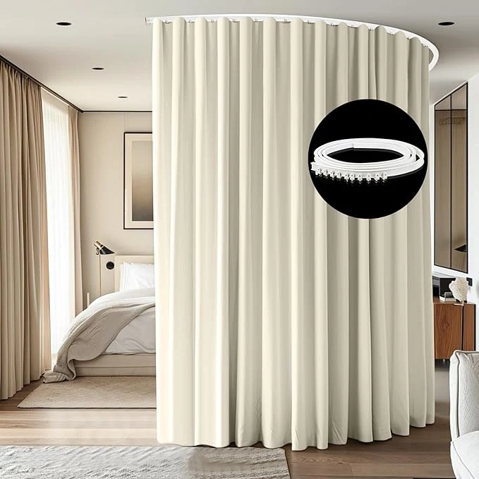 Sustainable Room Divider Ceiling Mounted Curtains Track Sets Extra Wide Blackout Curtain Casual