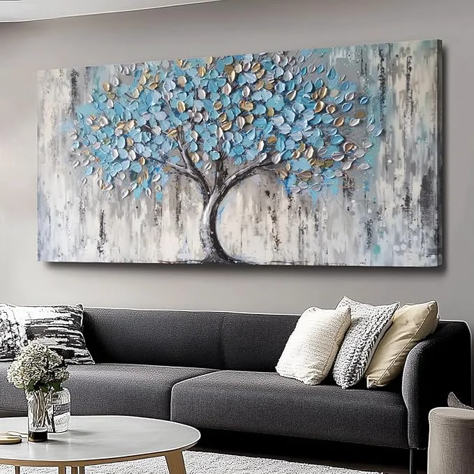 Premium Material Huaaliunn Blue Tree Canvas Wall Art Original Design