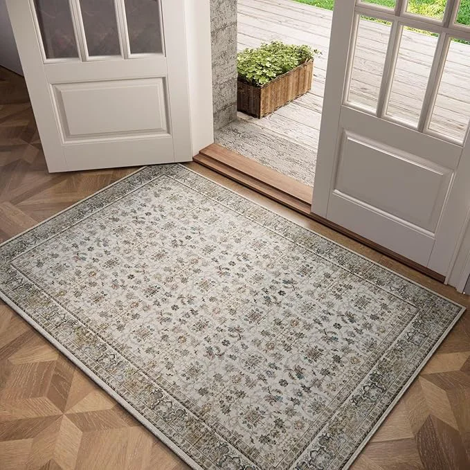 High-End Washable 3x5 Entryway Rug Boho Non-Slip Vintage Distress Small Rugs Top-Quality
