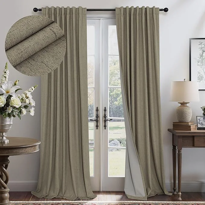 Flexible Pitalk Taupe Blackout Curtains 84 Inches Long Green