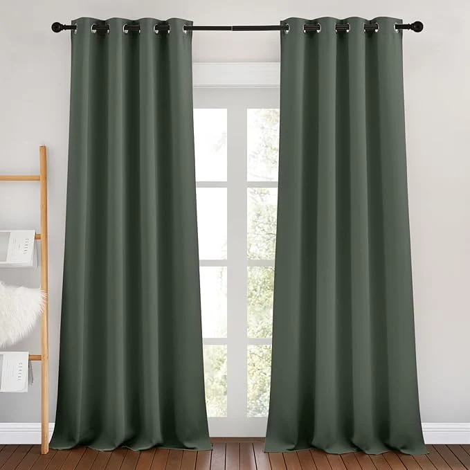Elegant NICETOWN Dark Mallard Room Darkening 102 inch Curtains Grommet Thermal Original Design