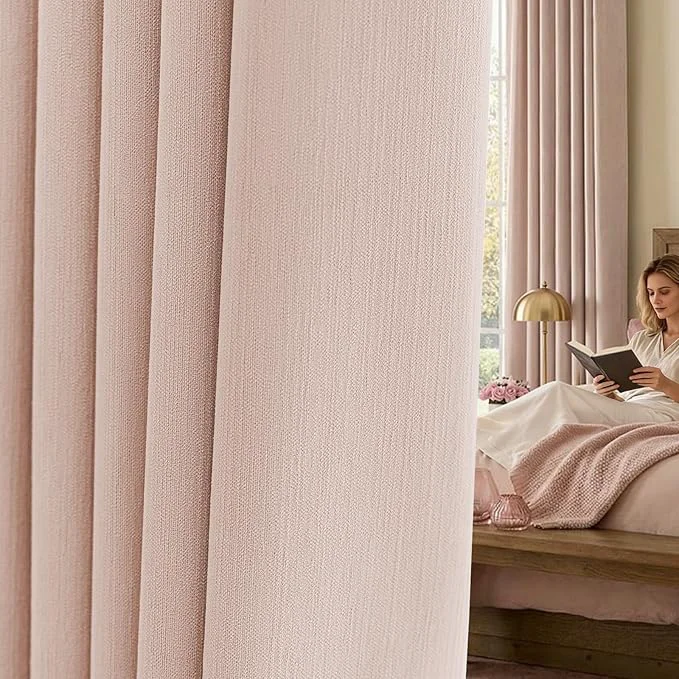 Effective jinchan Chenille Blackout Curtains 96 Inches Long Light Pink Thermal Insulated Soft