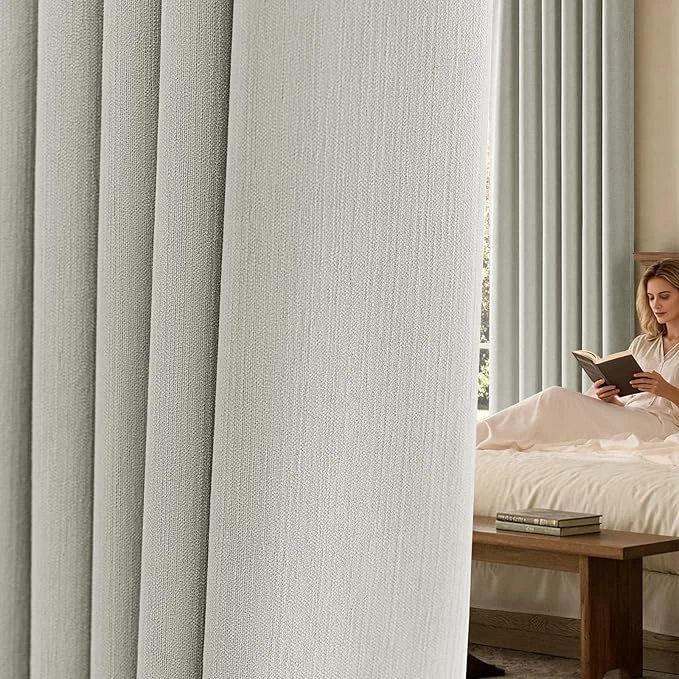 Soft jinchan Chenille Blackout Curtains 84 Inches Long Light Grey Thermal Insulated Stylish