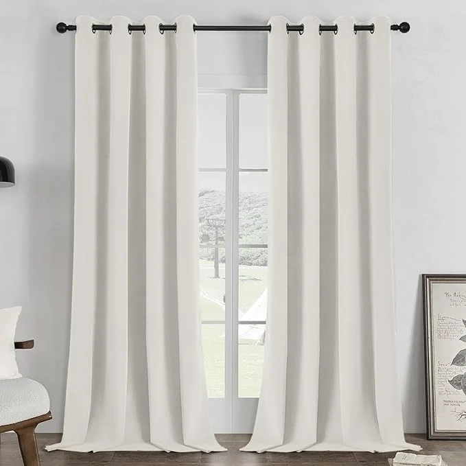 Solid Joydeco White Blackout Curtains 120 Inch 2 Panels Luxury Thermal White Elegant