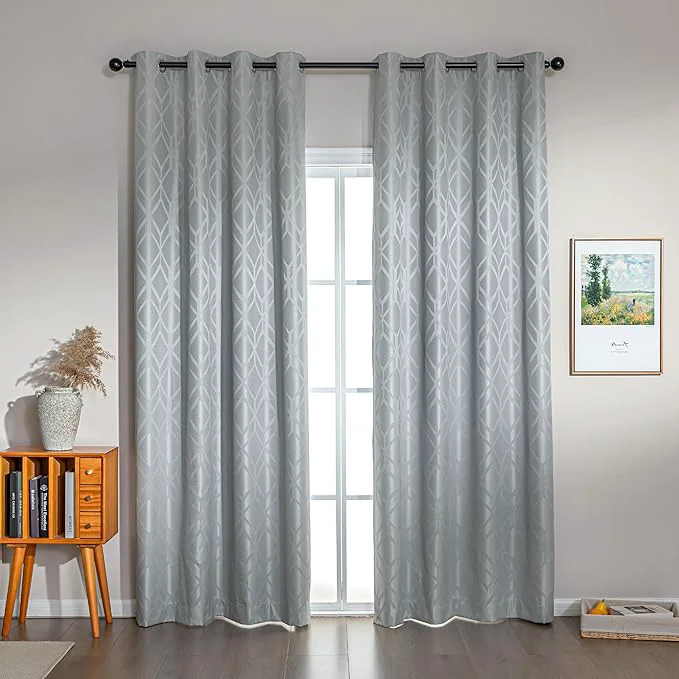 Powerful Amazon Basics Jacquard 2-Piece Blackout Curtains Living Room and Bedroom Carefully Designed