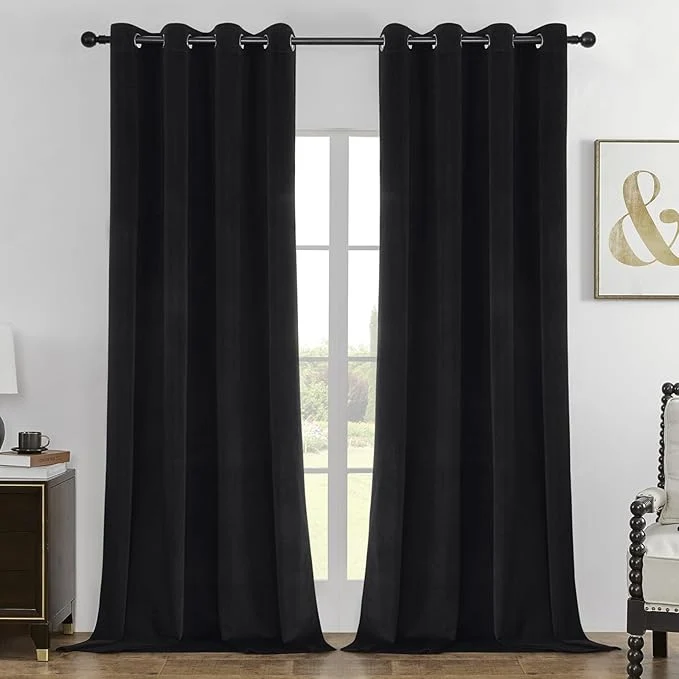 Functional Joydeco Black Blackout Curtains 120 Inch 2 Panels Luxury Thermal Genuine