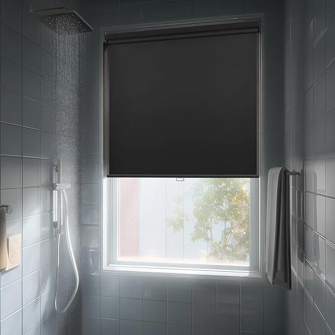 Authentic HESTIA No Drill Cordless Blackout Roller Shades Screwless Waterproof Shower Versatile