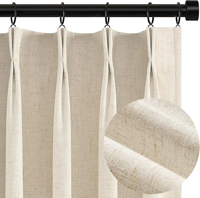 Breathable Topfinel 100 Inch Long Tan Black Out Custom Drapery Panels Burlap Opaque Artisan