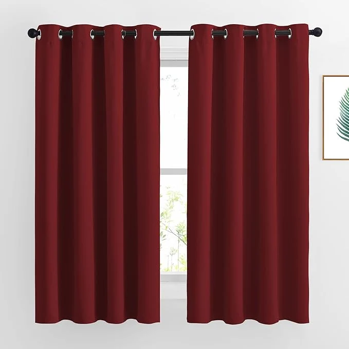 Premium NICETOWN Burgundy Red Blackout Draperies Curtains Easy-to-Use