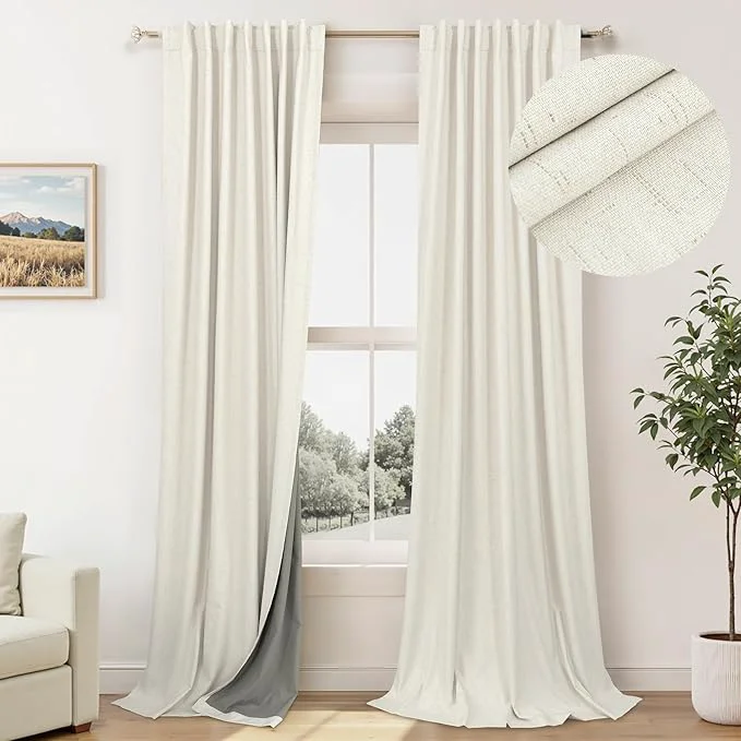 Consistent Pitalk Curtains for Living Room 90 Inch Long Blackout Linen Boho Black Out Efficient